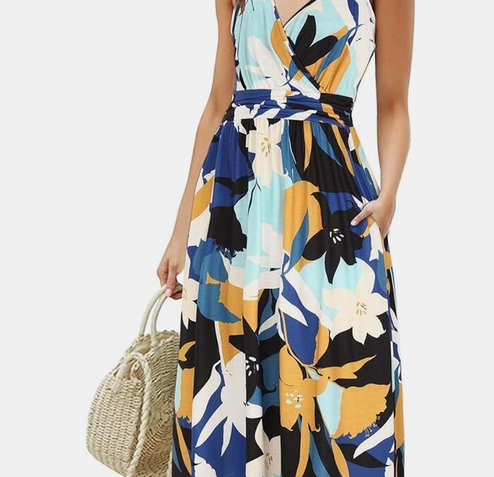 Fash#5 – Spaghetti Strap V-Neck Floral Dress with Pockets