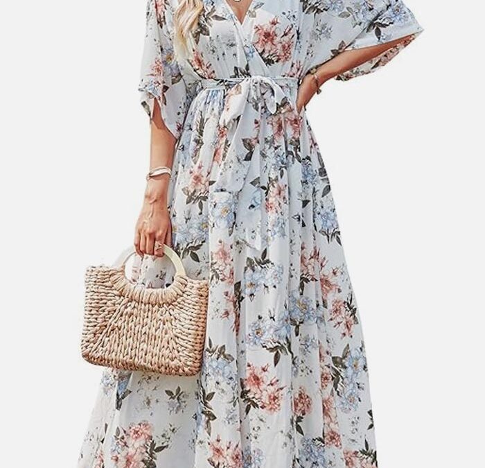 Fash#9 – Loose Kimono Maxi Floral Print Slit Long Dress